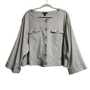 Torrid linen blend cropped collarless  jacket new plus 4x